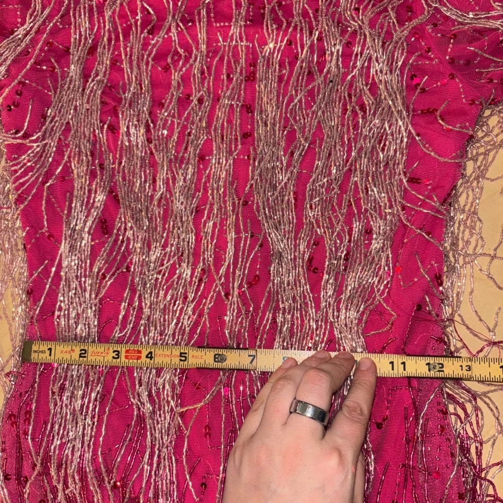 Nasty Gal Beaded Fringe Mini Dress Womens Sz 0 Pink Sequin Party Cocktail - Picture 11 of 12